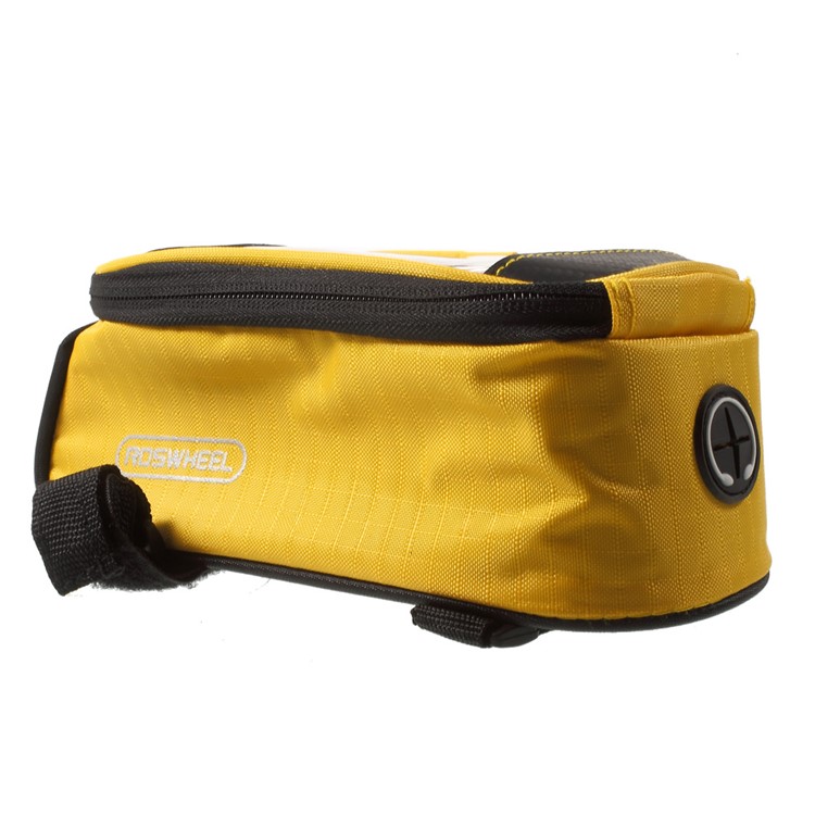 ROSWHEEL 4.8inch Bicycle Front Tube Bag for iPhone 6/6s/7/8/SE (2020)/SE (2022) (12496M) - Yellow-5