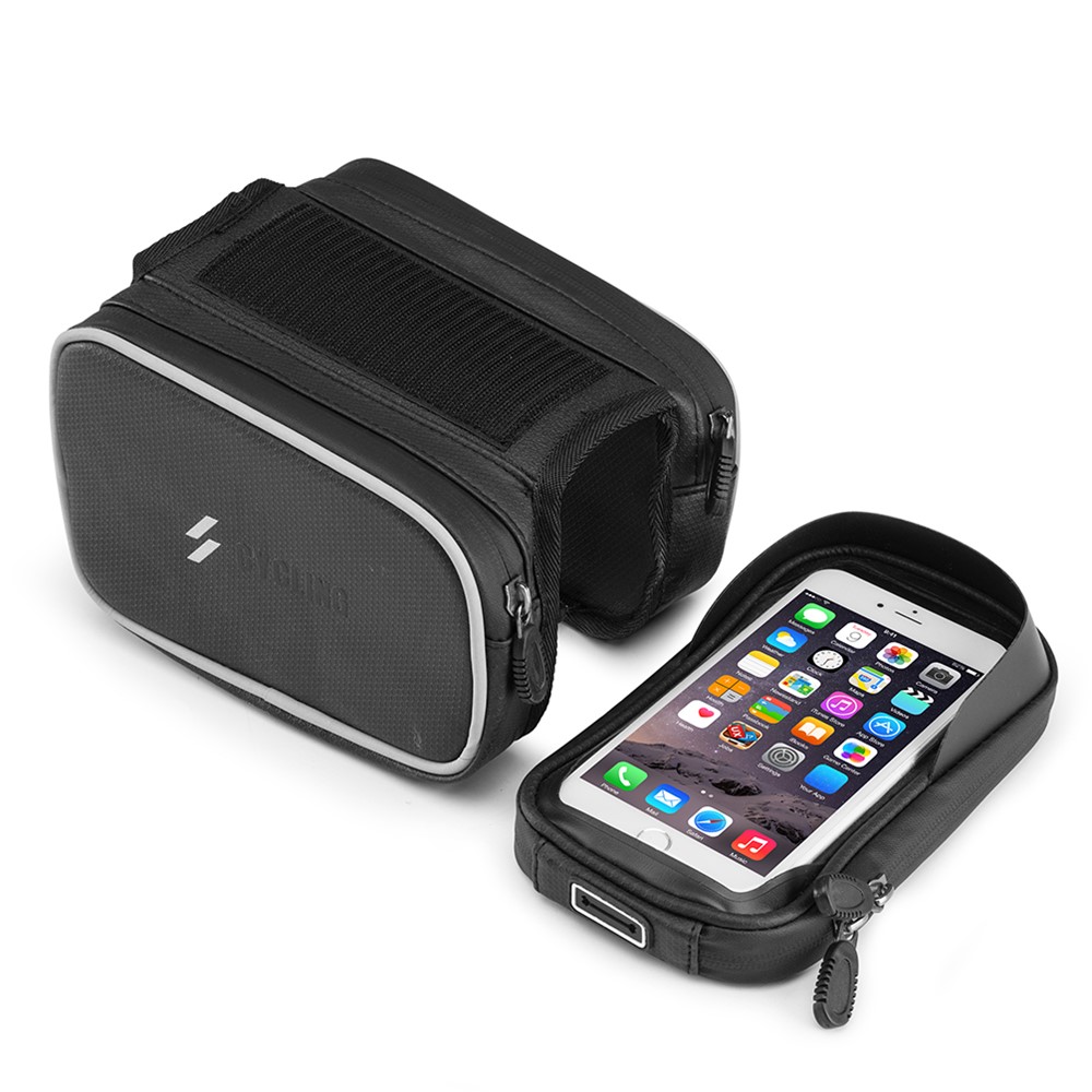 SZ-009 Cycling Upper Tube Package Bicycle Front Beam Bag with Two Side Pouch Touch Screen Phone Bag-6
