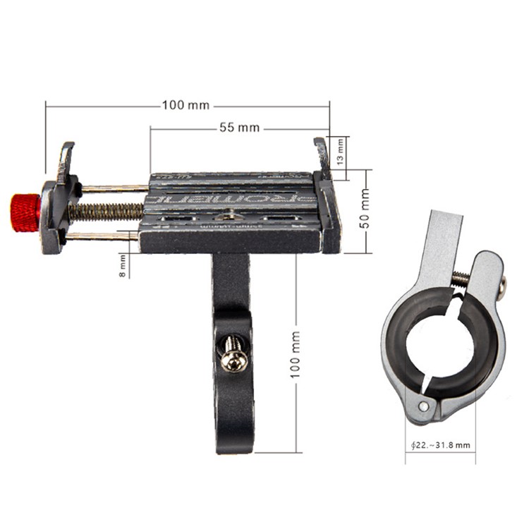 Förderung Des Fahrradmontage-aluminium-legierungs-mobiltelefonhalters Für Motorradfahrrad, Klemmegröße: 5,5-10 cm - Schwarz-5