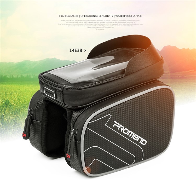 PROMEND SGB-14E38 Bikes Saddle Bag+Waterproof Clear Window Pouch for 6.2-inch Cell Phone Riding Equipment PF-2