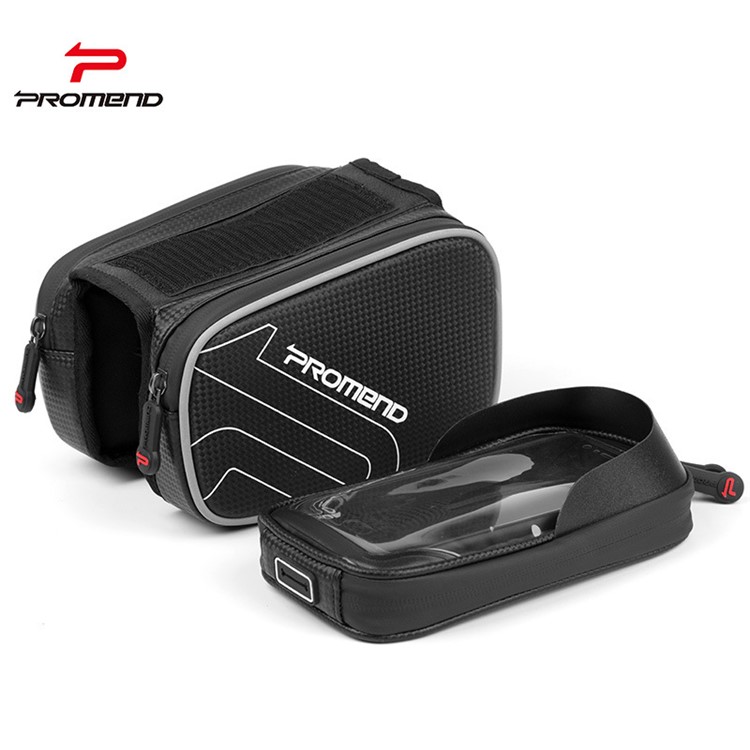 PROMEND SGB-14E38 Bikes Saddle Bag+Waterproof Clear Window Pouch for 6.2-inch Cell Phone Riding Equipment PF-4