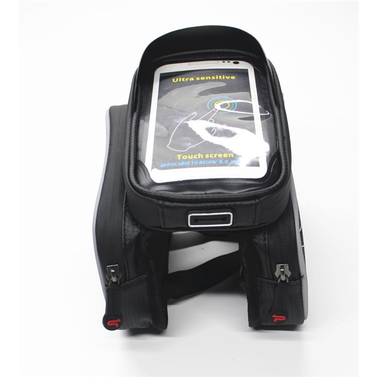 PROMEND SGB-14E38 Bikes Saddle Bag+Waterproof Clear Window Pouch for 6.2-inch Cell Phone Riding Equipment PF-7