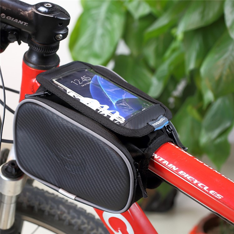 ROSWHEEL Bolso Plegable Del Tubo Delantero De La Bici De La Fibra De Carbono 5inch Para El Iphone 6s / Galaxia A5 E5 J5 (12813M)-1