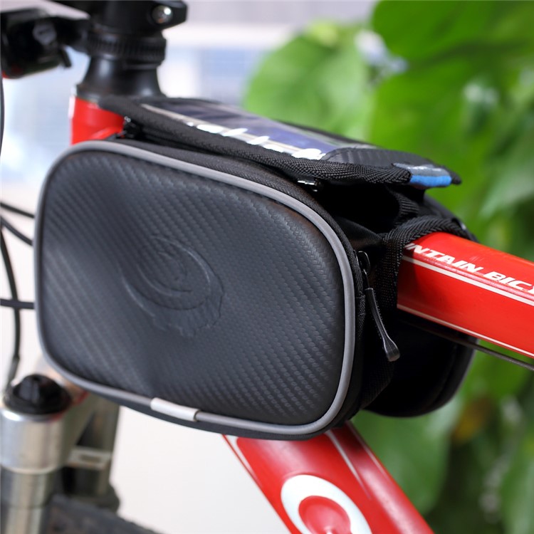 ROSWHEEL Folding Carbon Fiber 5.5inch Bicycle Front Tube Bag for iPhone 6s Plus / Galaxy S7 (12813L)