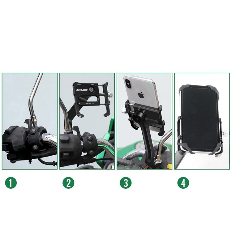 GUB P20 Supporto Per Telefono In Alluminio Supporto Per Telefono Per Veicoli Elettrici Supporto Per Manubrio Da Moto Per Telefono Da 55-100 Mm - Nero-14