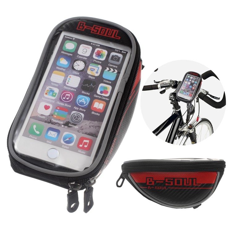 B-SOUL Cycling Touch Screen Bicycle Front Tube Bag for iPhone 6s Plus/6 Plus Etc - Red-1