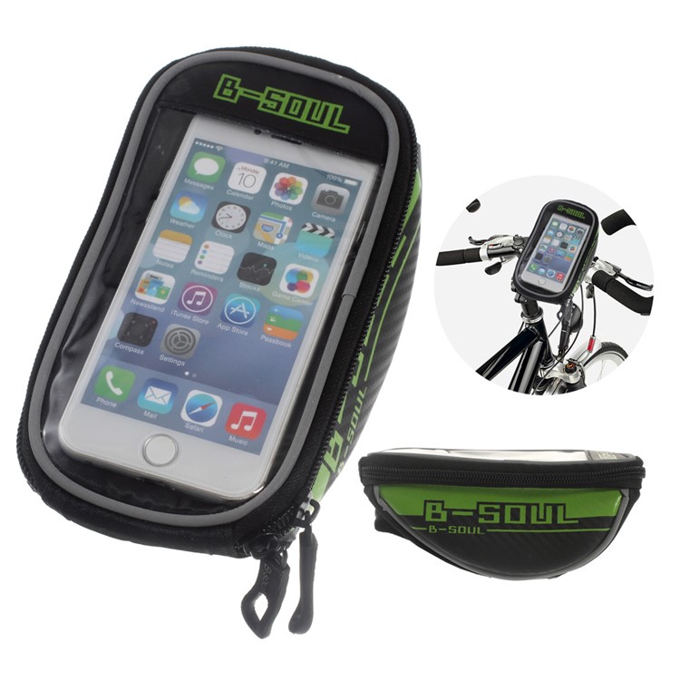 B-SOUL Cycling Bike Handlebar Frame Top Tube Bag for iPhone 6s Plus/6 Plus Etc - Green-1