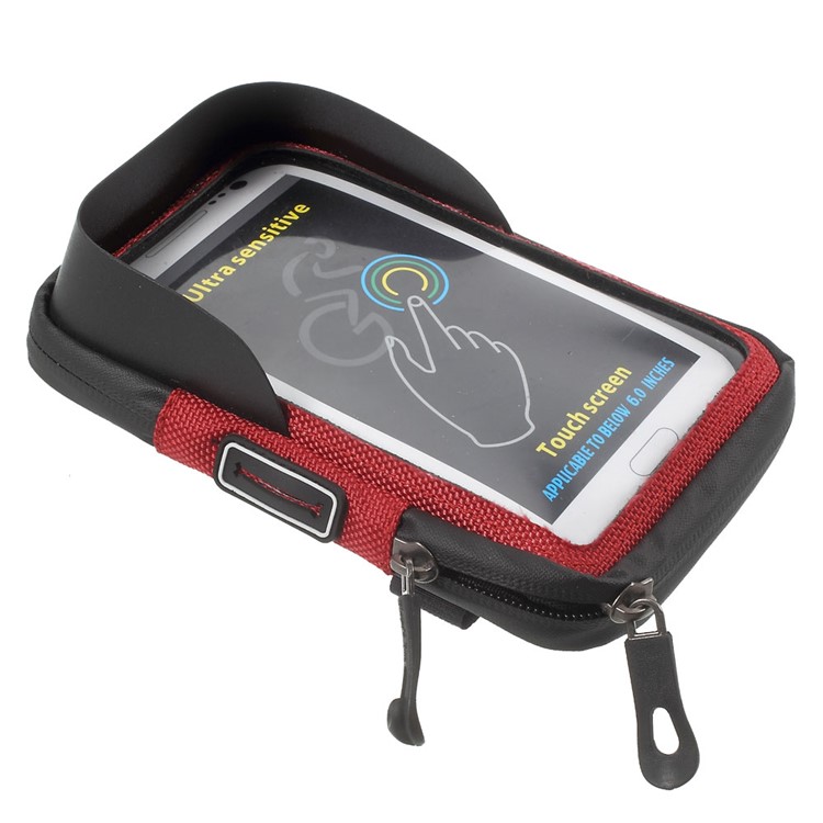Bicycle Front Tube Bag with Shade for iPhone 6s Plus/Samsung S7 Edge Etc - Red-1