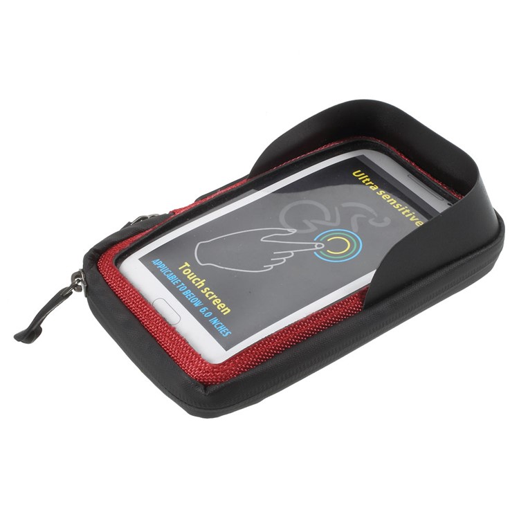 Bicycle Front Tube Bag with Shade for iPhone 6s Plus/Samsung S7 Edge Etc - Red-2