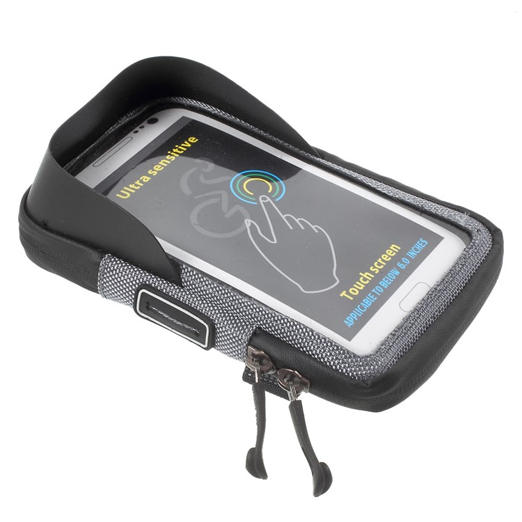 Bike Frame Front Tube Bag with Shade for iPhone 7 Plus/ 6s Plus/Samsung S7 Edge Etc - Grey-1