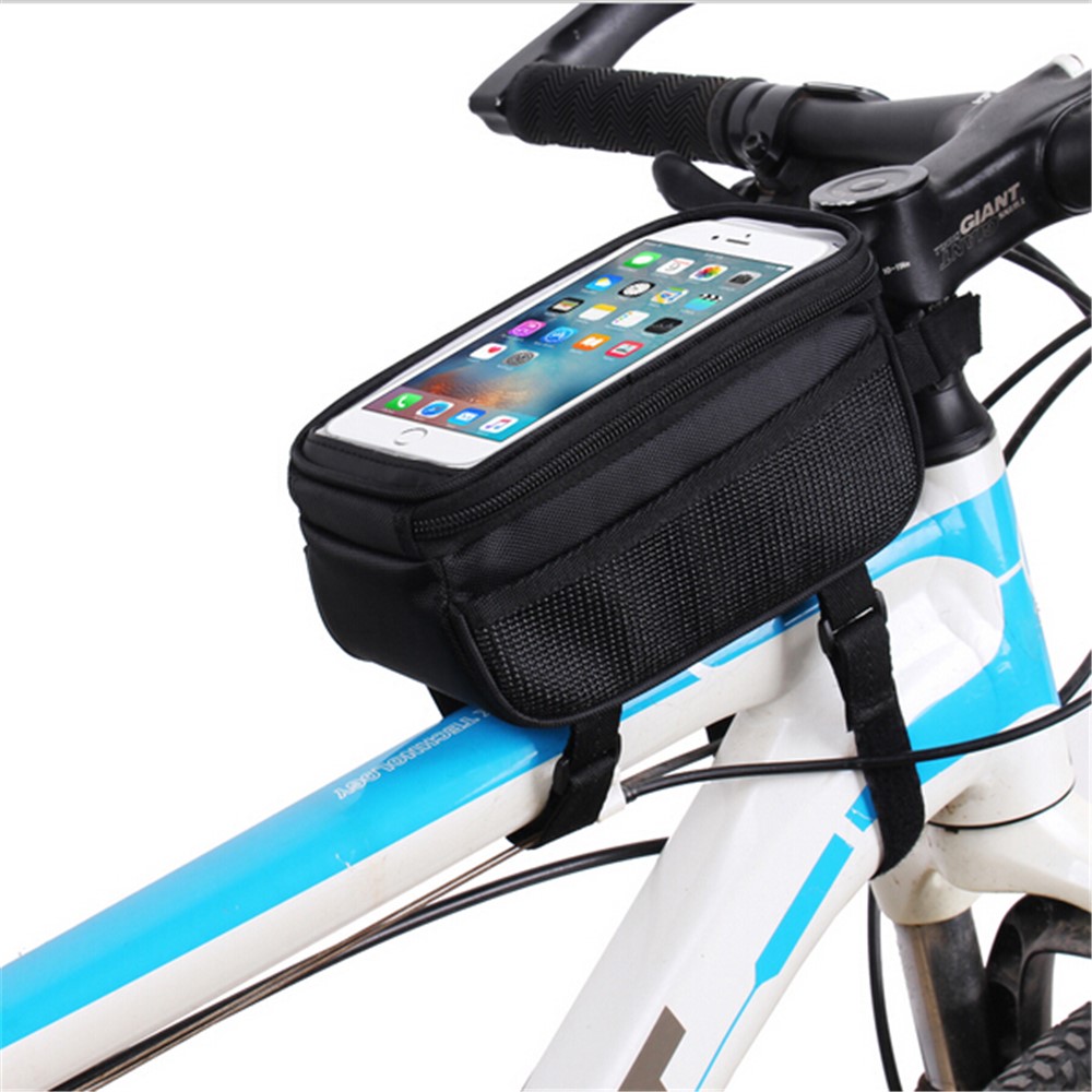 Bolsa de Bicicleta à Prova D'água de Ciclismo b Bolsa de Telefone de Tela Toque de Tubo de Toque de Toque - Preto