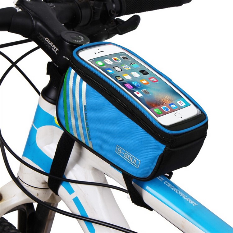 B-SOUL Cycling Bag Bicycle Front Top Tube Bag Case Waterproof with Touch Screen - Blue-1