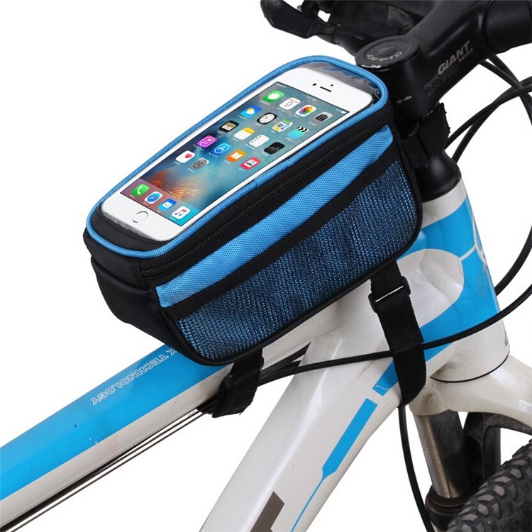 B-SOUL Cycling Bag Bicycle Front Top Tube Bag Case Waterproof with Touch Screen - Blue-2