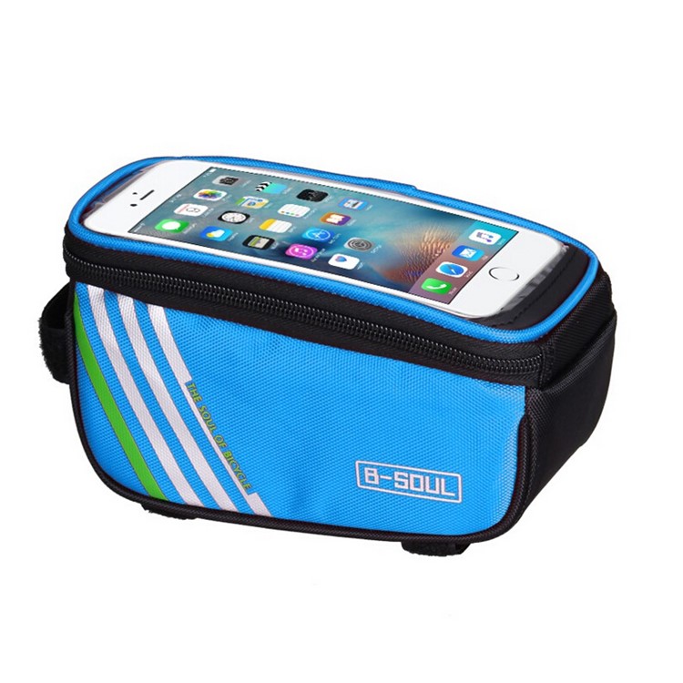 B-SOUL Cycling Bag Bicycle Front Top Tube Bag Case Waterproof with Touch Screen - Blue-3