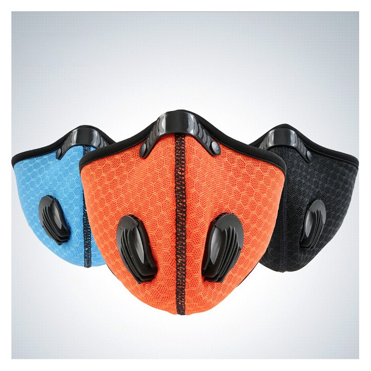 MLD Mascarilla de carbono activado a prueba de golpes, semicírculo, resistente al viento - Negro-2