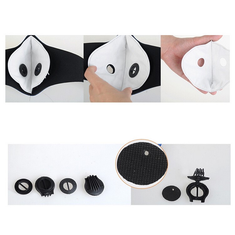 MLD Mascarilla de carbono activado a prueba de golpes, semicírculo, resistente al viento - Negro-3