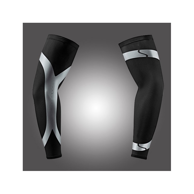 One Pair Sports Long Arm Guard Compression Sleeve for Basketball, Football, Running - Black / L Size-1