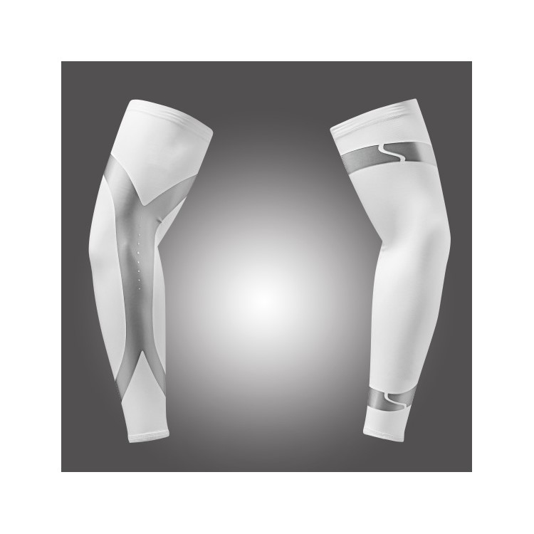One Pair Cooling Sports Compression Long Arm Guard Sleeve for Basketball, Football, Running - White / XL Size-1