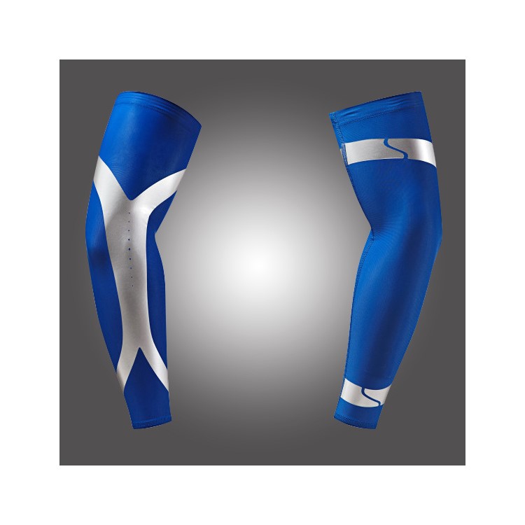 One Pair Sports Protector Compression Long Arm Guard Sleeve for Basketball, Football, Running - Blue / M Size-1