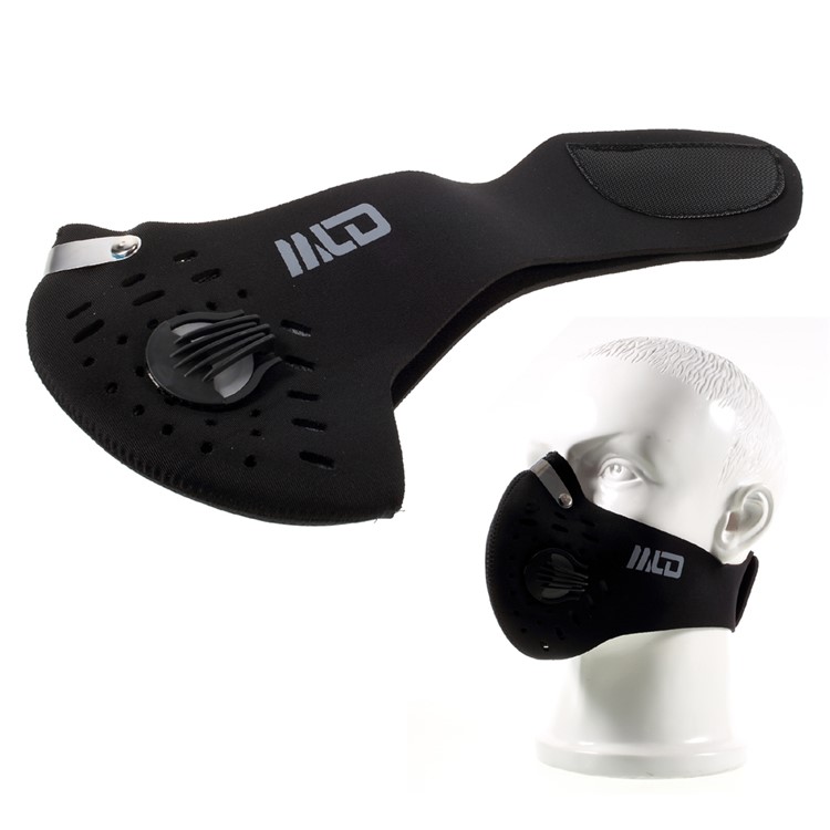Outdoor Cycling Anti-pollution Anti-dust Mask with Exhale Valve and Activated Carbon Filtration Layer - Black-1