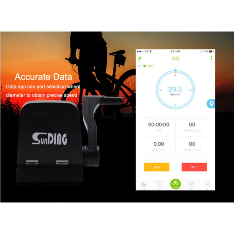 SUNDING Bluetooth 4.0 Bicycle Combo Computer Speedometer Cadence Waterproof Sensor-16
