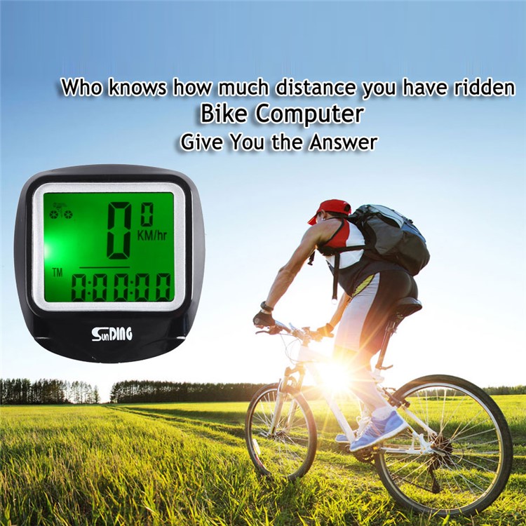 SUNDING Wired LCD Bike Computer Waterproof Odometer with Backlight SD-568-1