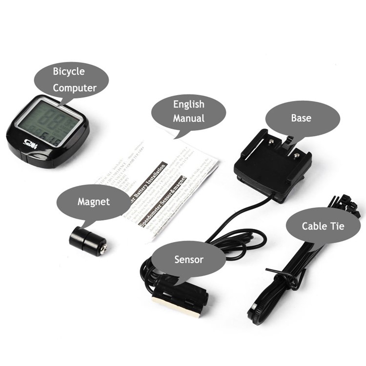 SUNDING Wired LCD Bike Computer Waterproof Odometer with Backlight SD-568-11