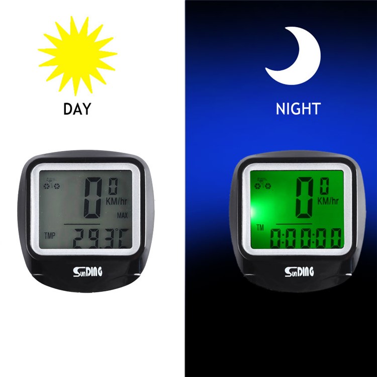 SUNDING Wired LCD Bike Computer Waterproof Odometer with Backlight SD-568-3