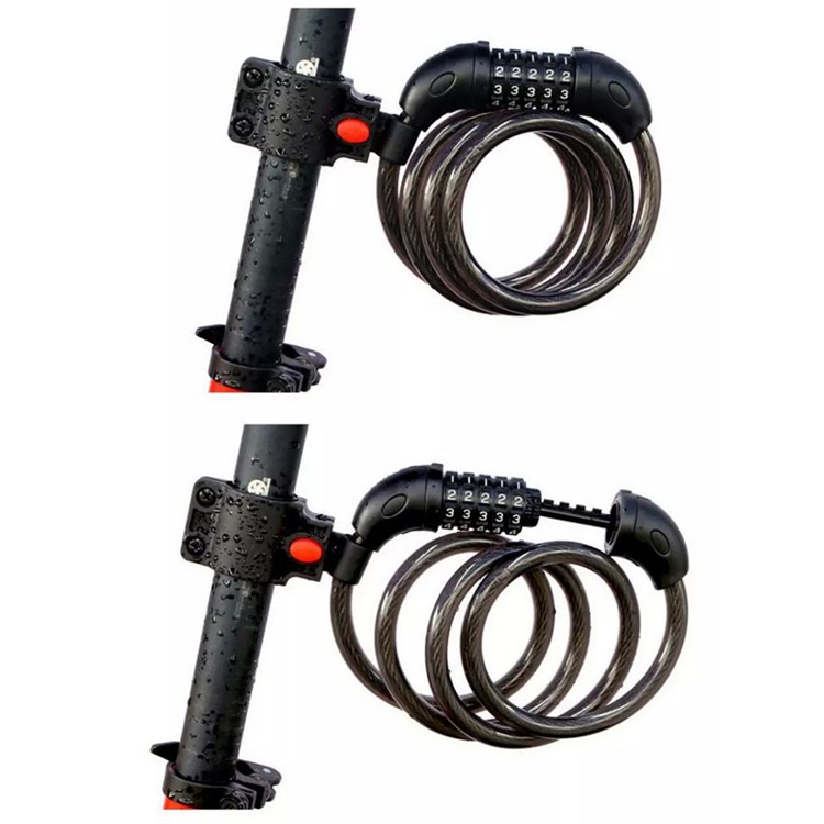 Anti-theft Bicycle Chain Lock 5-Digit Password Bike Security Protector with Fixed Mount-2