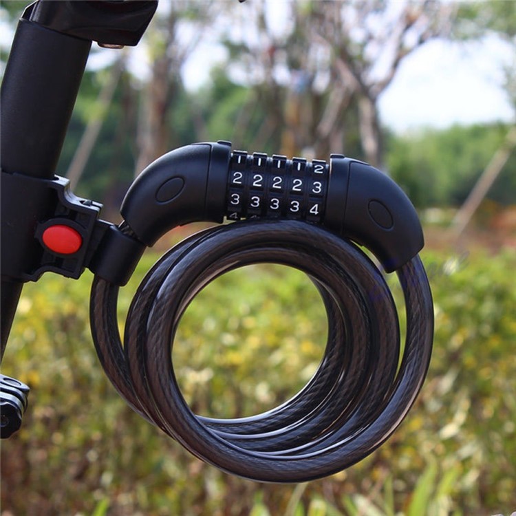 Anti-theft Bicycle Chain Lock 5-Digit Password Bike Security Protector with Fixed Mount-7