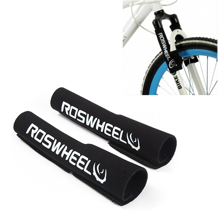 2 Pieces ROSEWHEEL Bicycle Front Fork Wrap Cover Velcro Pad Protector - Black-1