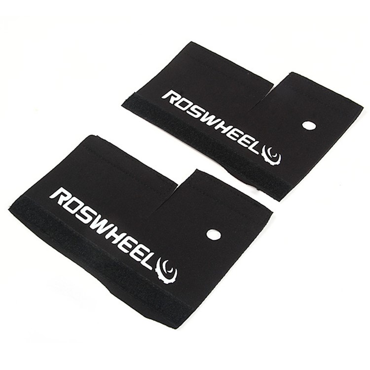 2 Pieces ROSEWHEEL Bicycle Front Fork Wrap Cover Velcro Pad Protector - Black-4