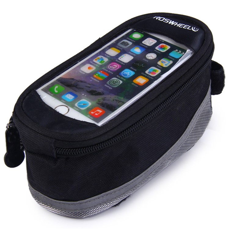 Roswheel 12496 Bicycle Handlebar Mounted Bag with Touch Screen - Grey-1