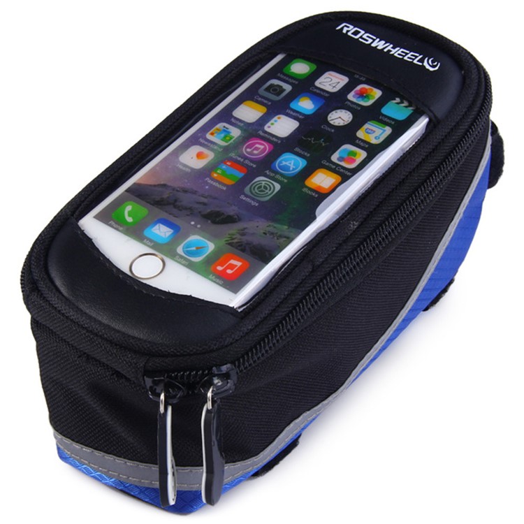ROSWHEEL 12496 Outdoor Bike Front Top Frame Handlebar Pouch Bag with Touch Screen - Blue-1
