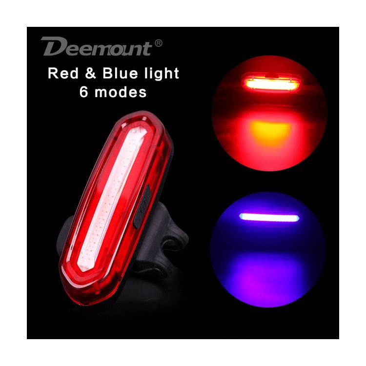 USB Rechargeable 6 Mode Dual Color LED Bike Bicycle Tail Safety Warning Light