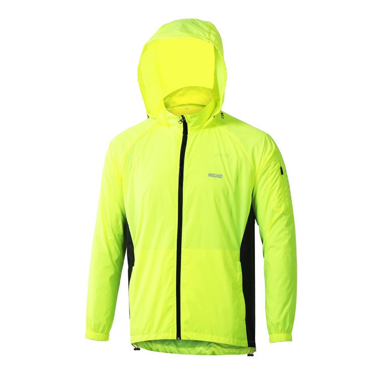 Men's Thin Outdoor Hoodie Splash-proof Windbreaker Breathable UV Protect Coat Running Jacket - Green / Size: M-5