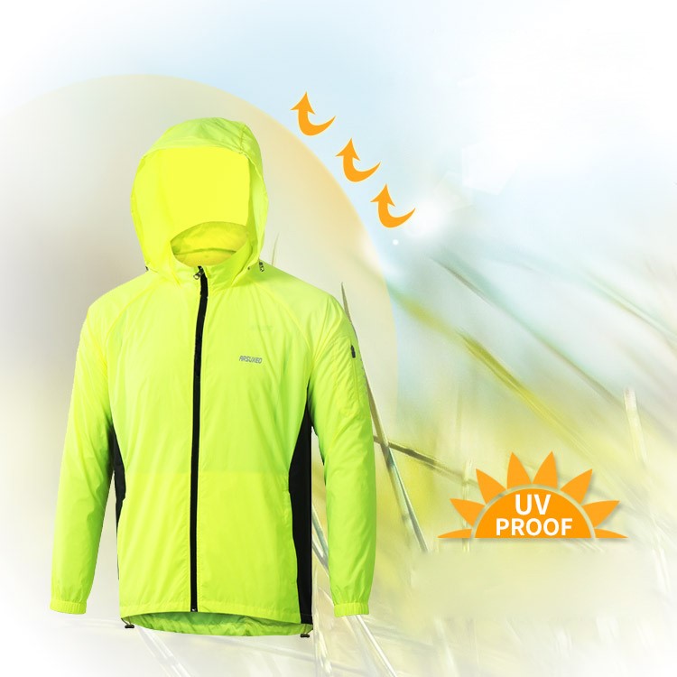 Men's Thin Outdoor Hoodie Splash-proof Windbreaker Breathable UV Protect Coat Running Jacket - Green / Size: M-6