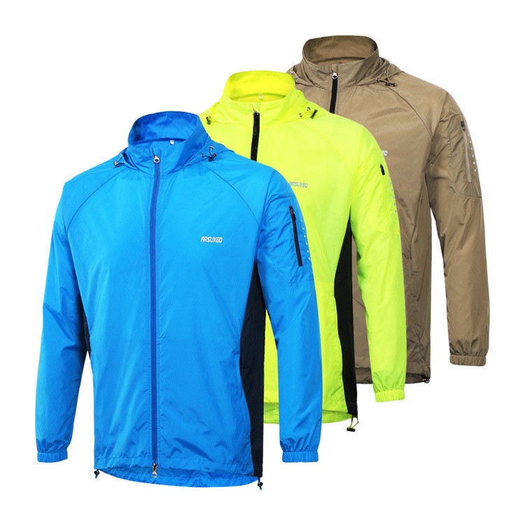 Men's Thin Outdoor Hoodie Splash-proof Windbreaker Breathable UV Protect Coat Running Jacket - Green / Size: M-7