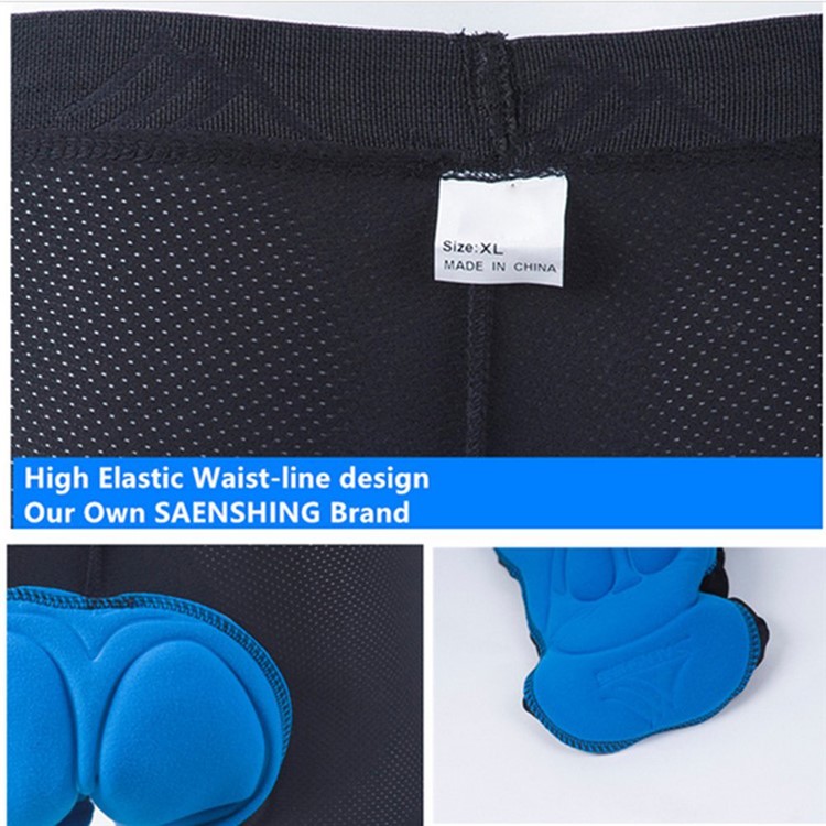 Men's 3D Padded Bicycle Cycling Underwear Shorts - Black + Blue, Size: L-5