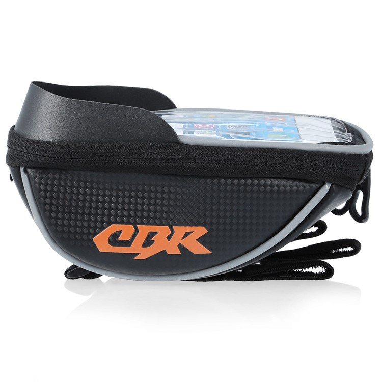 CBR Bicycle Front Tube Bag Phone Pouch with Reflective Stripes and 5.5 inch Touch Screen - Black-3