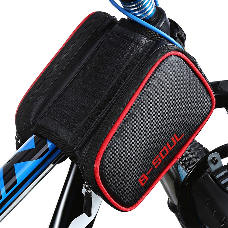 B-SOUL 1.5L Water-resistant Bike Pack Bicycle Front Tube Bag with Detachable 6.2 inch Phone Pouch - Red-2