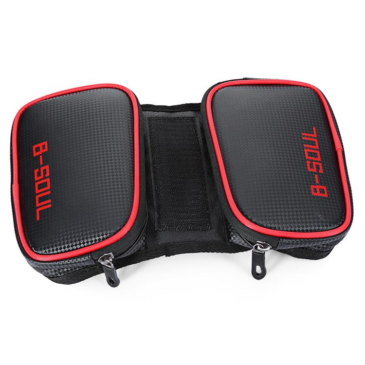 B-SOUL 1.5L Water-resistant Bike Pack Bicycle Front Tube Bag with Detachable 6.2 inch Phone Pouch - Red-6