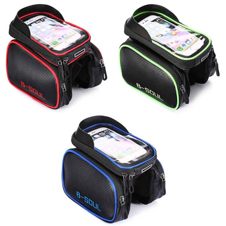 B-SOUL 1.5L Water-resistant Bike Pack Bicycle Front Tube Bag with Detachable 6.2 inch Phone Pouch - Red-8