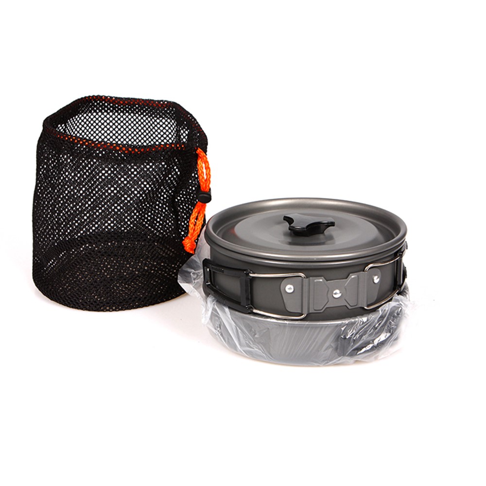 HALIN Outdoor Camping Picnic Pot + Pan + Teapot Cookware Set for 2-3 People-2
