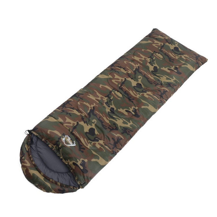 WIND TOUR 1.5Kg Autumn Winter Envelope Hooded Camping Bag Outdoor Sleeping Bag - Camouflage-1