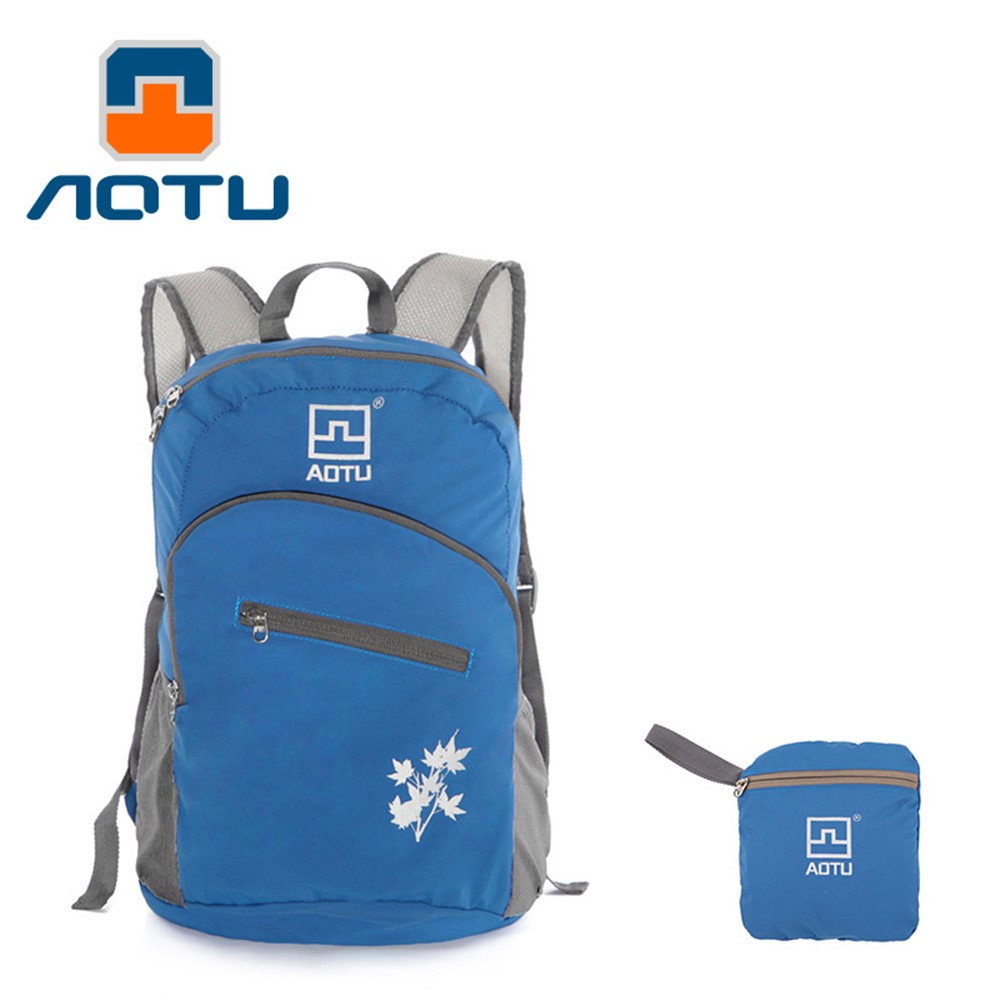 AOTU AT6902 Sports Lightweight Nylon Folding Packsack Portable Traveling Bag - Dark Blue-3