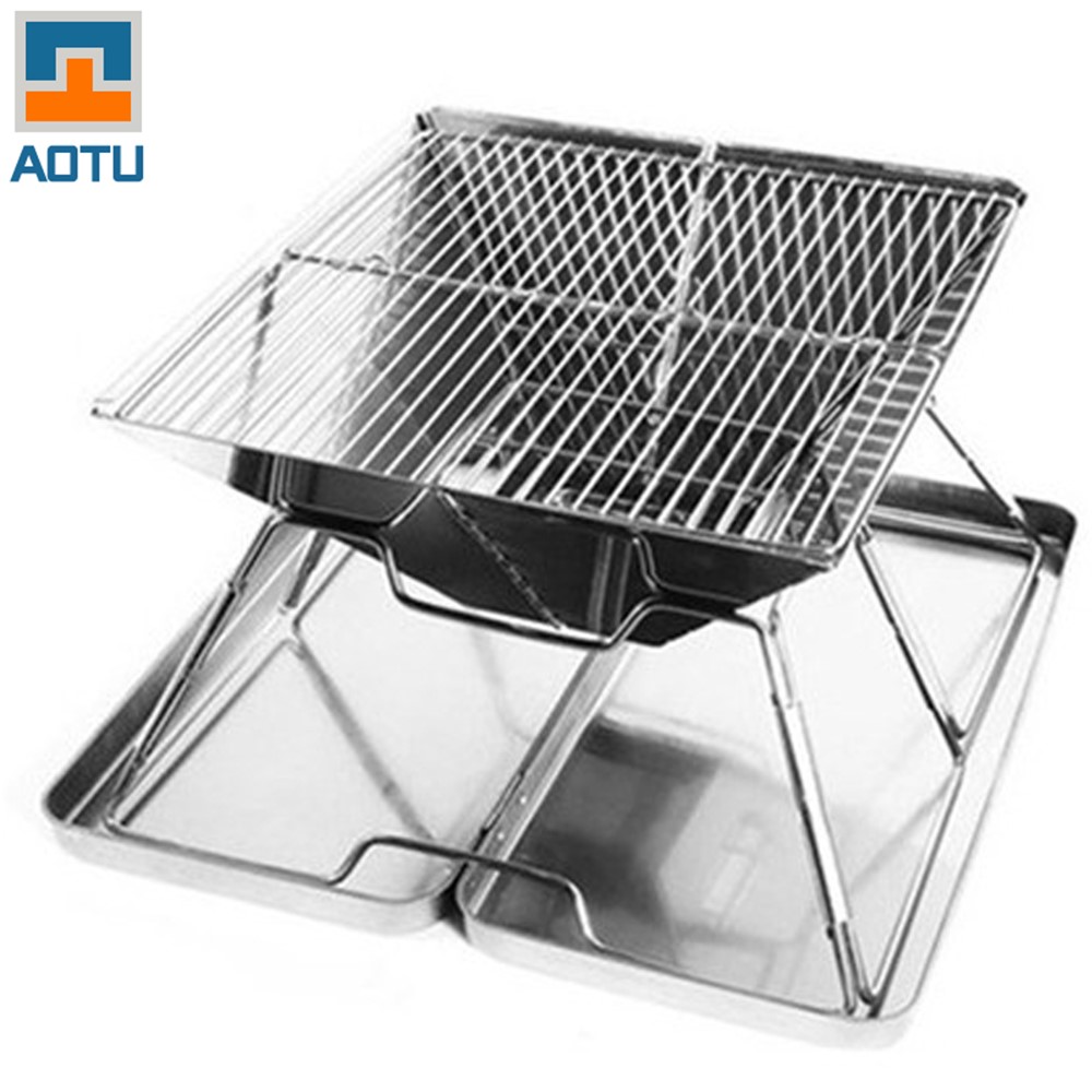 AOTU ATB4 BBQ Compact Folding Portable Barbecue Stainless Steel Grill Carry-on BBQ Grill-1