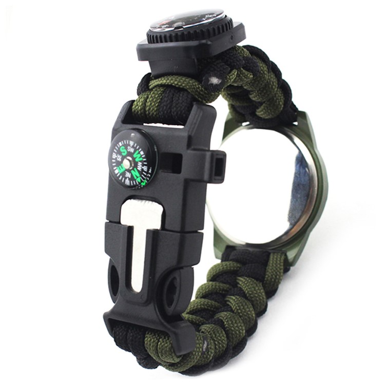 CTSMART Multi-function Outdoor Survival Bracelet Emergency Paracord Tactical Bracelet Kit - Black / Army Green-4