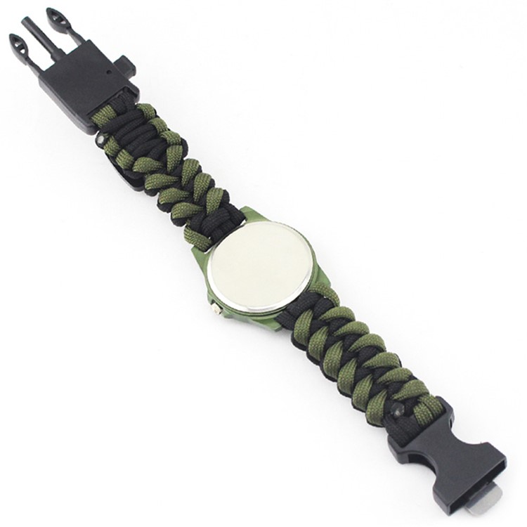 CTSMART Multi-function Outdoor Survival Bracelet Emergency Paracord Tactical Bracelet Kit - Black / Army Green-6