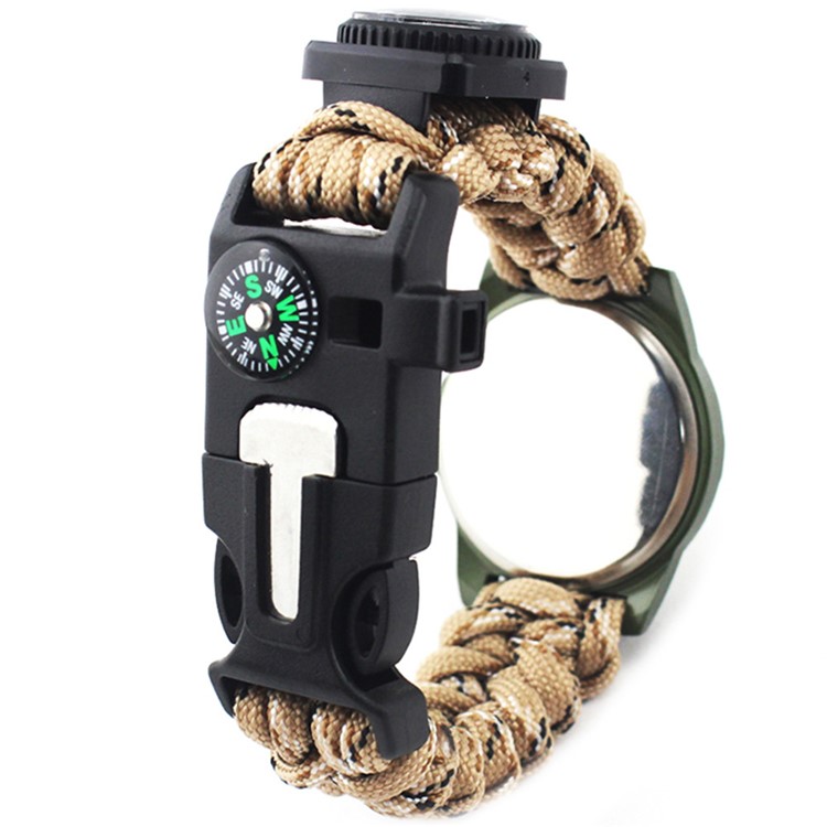CTSMART Survival Bracelet Bracelet Kit with Compass / Fire Starter / Knife / Whistle / Watch - Desert Camouflage-5